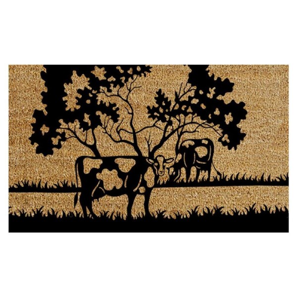 Door Mat Deluxe Coir Latex Cow Tree 45 X 75 Cm Doormat