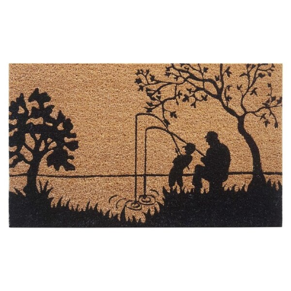 Door Mat Deluxe Coir Latex Fishermen Fishing Rods 45 X 75 Cm Doormat