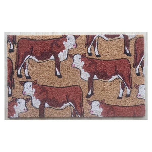 Door Mat Deluxe Coir Backed Cow 45 X 75 Cm Doormat