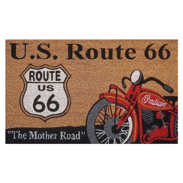 Door Mat Deluxe Coir Latex Usa Route 66 Motorbike 45 X 75 Cm Doormat