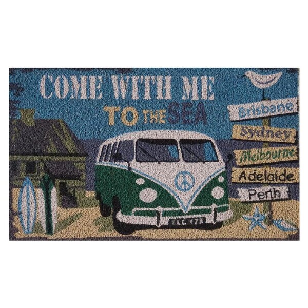 Door Mat Deluxe Coir Latex Traveller Kombi Car Beach Surf Coastal 45 X 75 Cm Doormat