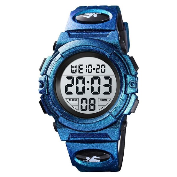 Men's large dial waterproof watch multifunctional outdoor sports trend electronic watch 1266-blue long