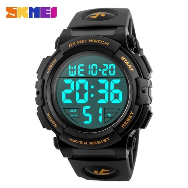 Men's large dial waterproof watch multifunctional outdoor sports trend electronic watch 1258-gold