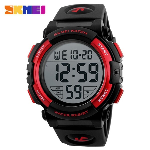 Men's large dial waterproof watch multifunctional outdoor sports trend electronic watch 1258-red