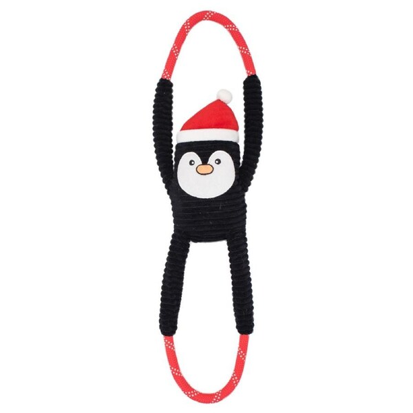 Holiday Ropetugz Plush Squeaker Dog Toy (Penguin)