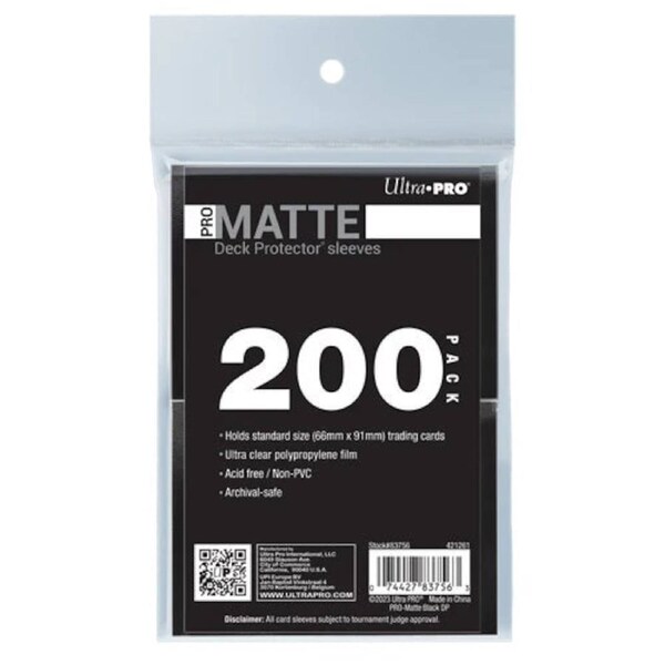 Ultra Pro: UP83756 PRO-Matte Standard Deck Protector Sleeves 200ct Bundle - Black
