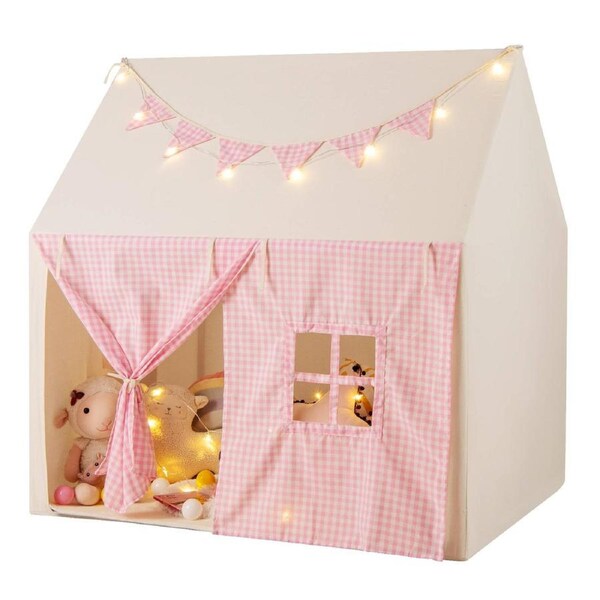 Babyjoy Kids Play Tent Large Playhouse w/2 Breathable Windows & 2 Storage Pockets Pink