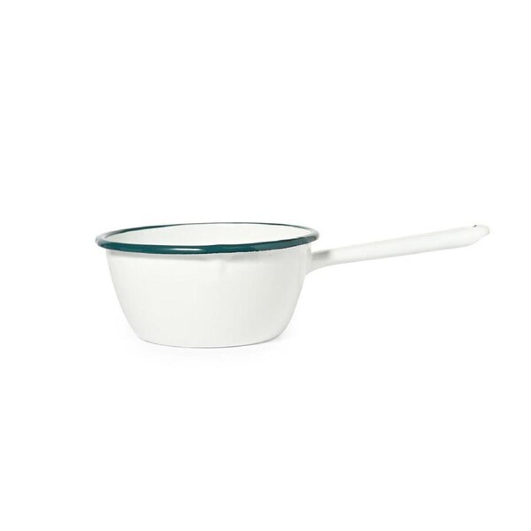St. Clare Enamel Heavy Duty Carbon Steel Milk Saucepan 16cm White/Green