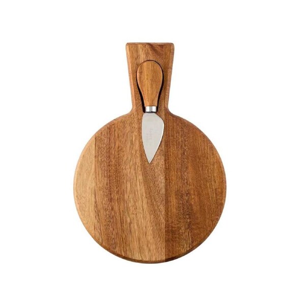 Alex Liddy Acacia Round Board and Cheese Knife Set