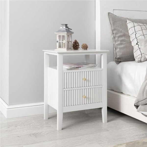 2 Draw Side Table In White