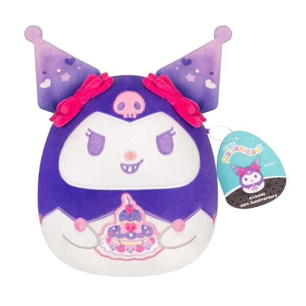 Squishmallows Sanrio Kuromi 20th Anniversary Kuromi with Cake 8 inch Plush