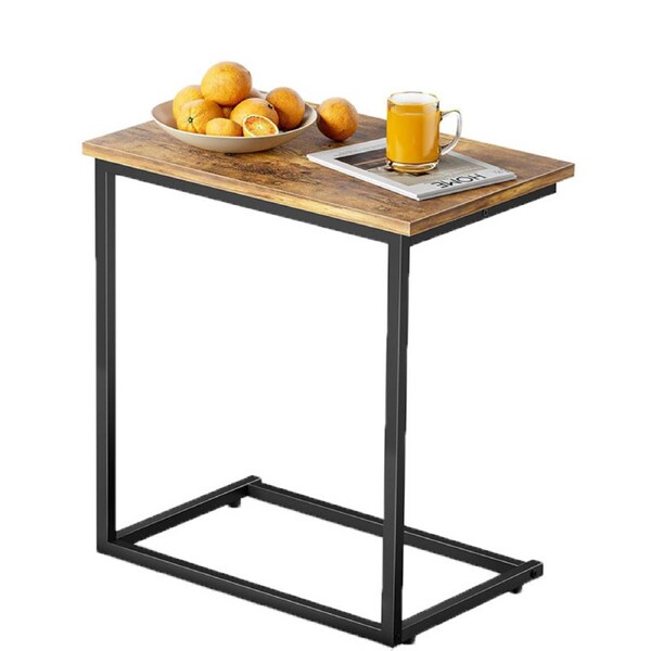 Nevenka C Shaped Sofa Side Table with Tray -Brown
