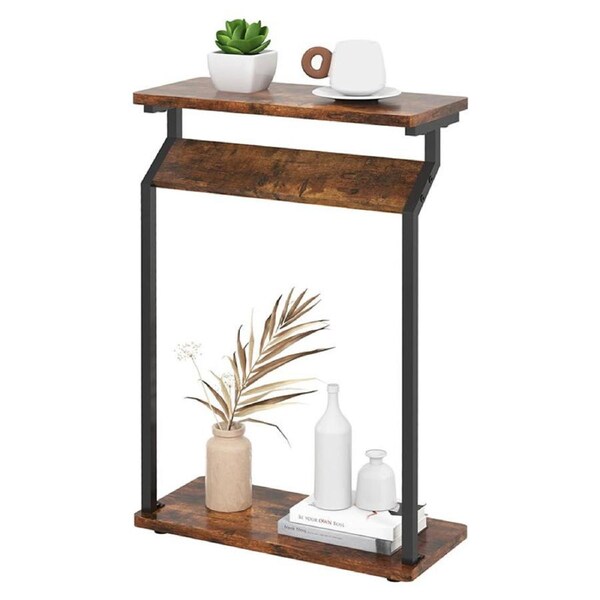 Nevenka Narrow Side Table Metal Frame Slim Couch Tray Tables