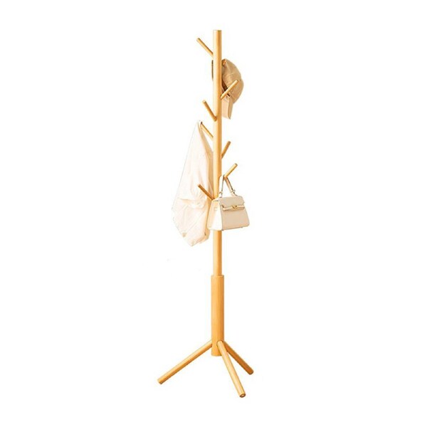 Nevenka Bamboo Coat Rack Freestanding with 8 Hooks -CylinderA