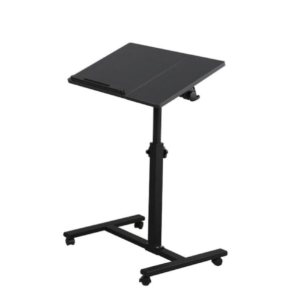 Nevenka T-Shape Overbed Table with Wheels -Black