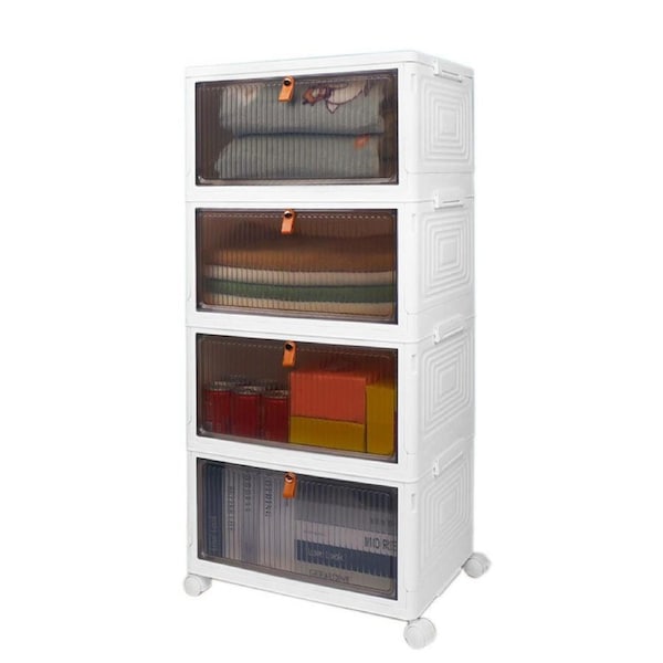 Nevenka 4 Tier Storage Bins Stackable with Lids and Wheels