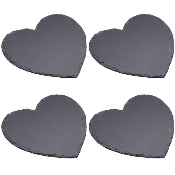 4PK Artesa Rustic Slate Heart Shaped Serving Platter/Tray Charcuterie/Entree