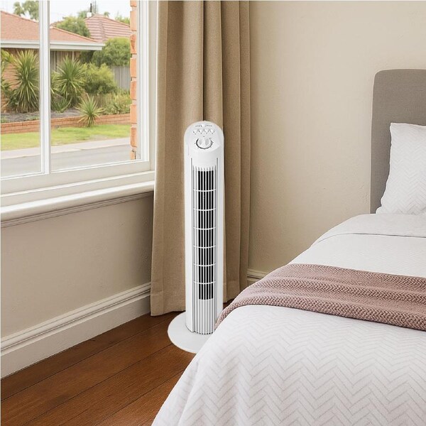 Sheffield White Tower Fan – 3-Speed Slimline Cooling