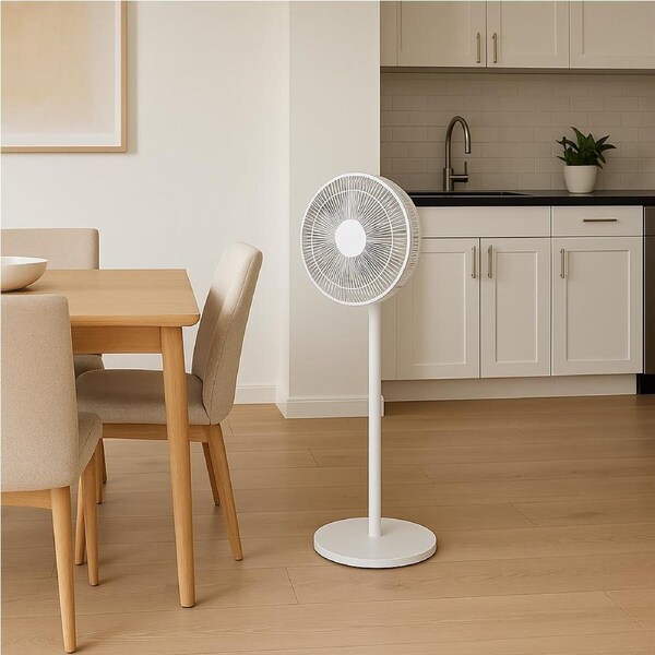 Sheffield Pedestal Fan – White - 12-Speed DC Motor with Remote