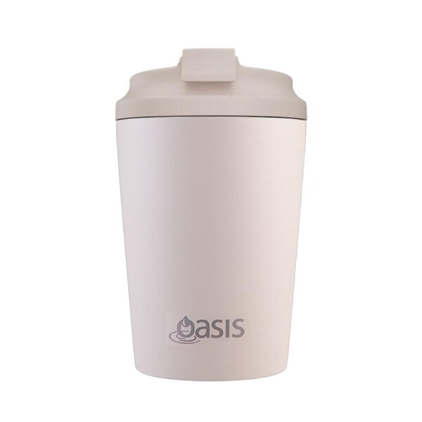 Oasis Ceramic Lined Stainless Steel Double Wall Insulated Coffee Cup 360ml - Oat