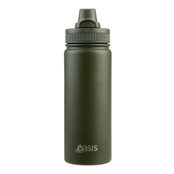 Oasis Challenger Stainless Steel Quick Release Drink Bottle 1.1L - Forest Green
