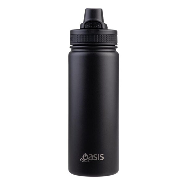 Oasis Challenger Stainless Steel Quick Release Drink Bottle 1.1L - Black