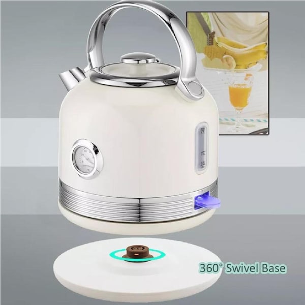 Philex 240V Cordless Stainless Steel Electric Kettle - 1.7L Water Boiler White