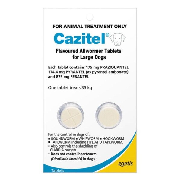 Cazitel Flavoured Allwormer For Large Dogs 35 Kg (Blue) 2 Tablet
