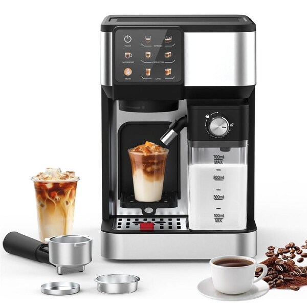 Advwin Espresso Coffee Machine with Milk Frother, Dual Boiler Coffee Maker, 20 Bar Pump Cappuccino Latte Machine with Touch Control, 2L Water Tank, 700ml Milk Tank, Professional Home Barista