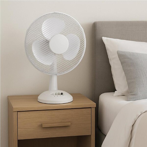 Sheffield 40cm Desk Top Fan – White - Oscillating 3-Speed Cooling Fan
