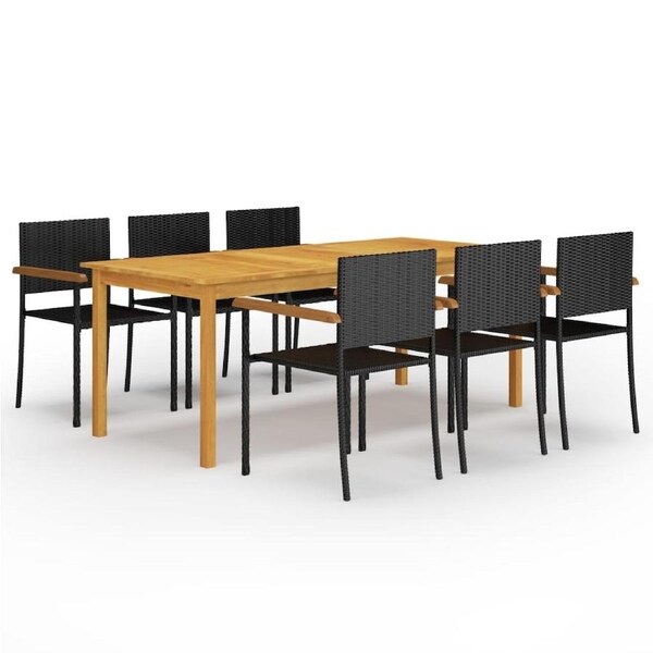 7 Piece Garden Dining Set Black vidaXL