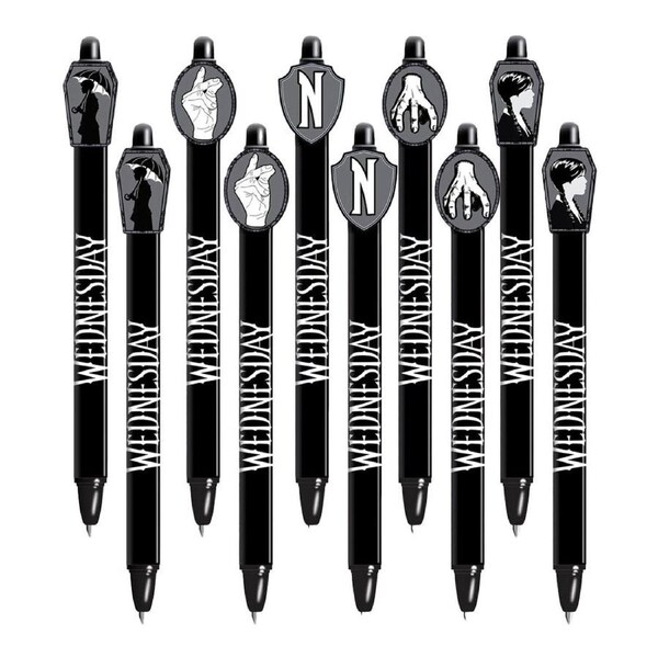 10PK Wednesday Character Symbols Erasable Gel Writing Pen Assorted