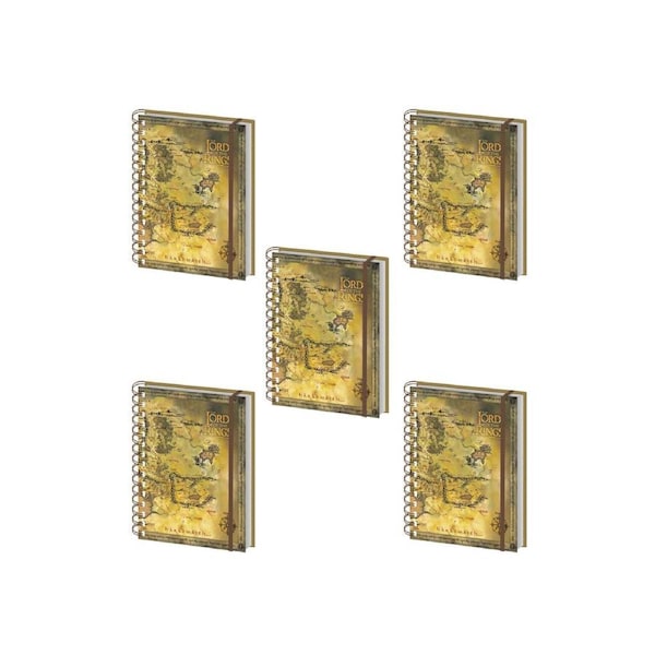 5PK The Lord Of Rings Wiro Middle Earth Map Spiral Notebook W/ Lined Pages A5