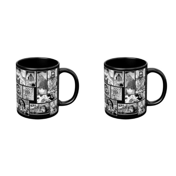 2PK Anime Junji Ito Nightmares Coffee Mug/Cup Black And White