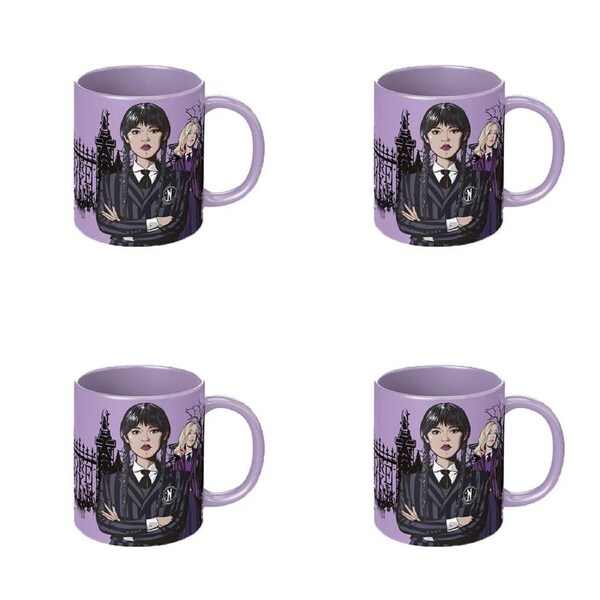 4PK Wednesday Nevermore Academy Characters Coloured Coffee Mug Purple