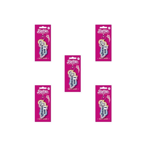 5PK Impact Rock Merchandise Barbie Movie I am Kenough Keyring 9cm Multicoloured