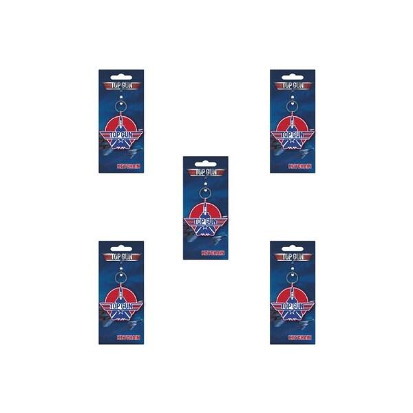 5PK Top Gun Movie Logo PVC Latex Free Keyring/Keychain 9cm Red and Blue