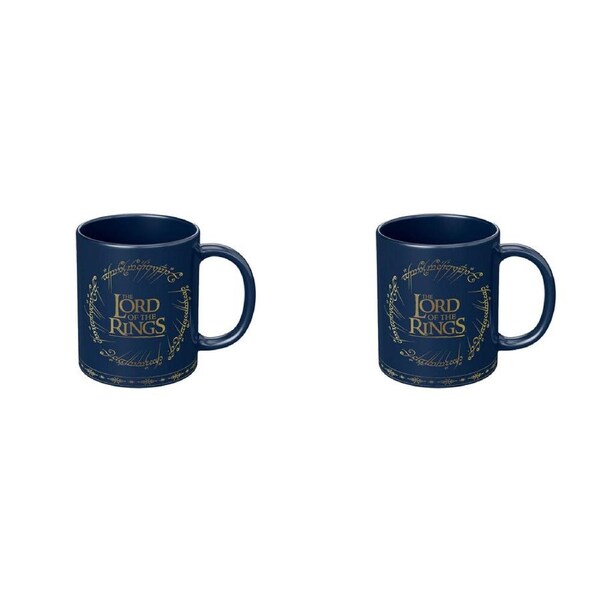 2PK The Lord Of Rings Logo Coloured Coffee Mug Blue and Yellow
