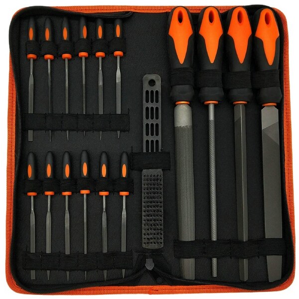 17 PCS Metal File Set Steel Grinding Tool Kit Iron Hand File Round Triangle