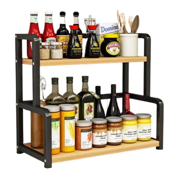 2 Tier 50cm Kitchen Spice Rack Storage Organizer Countertop Seasoning Stand Shelf