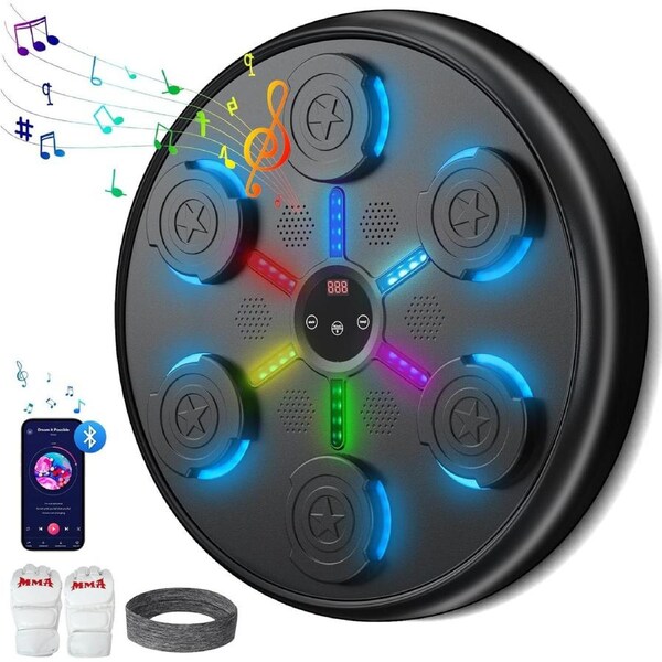 JOYBUY Light Black Wall Mounted Boxing Machine – 9 Modes, Includes Gloves & Headband