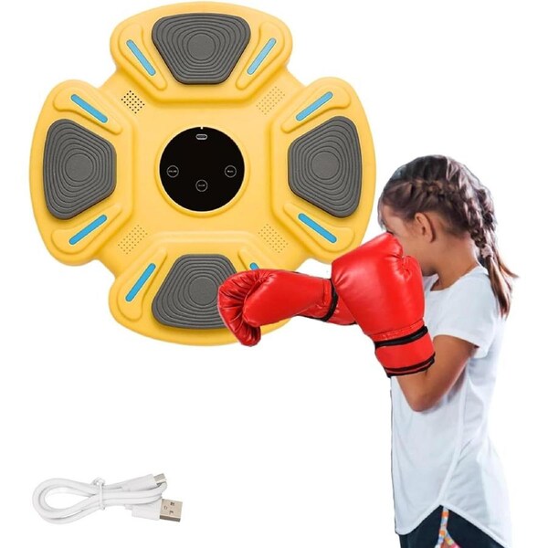 JOYBUY PU Musical Boxing Machine with LED Pad – Rhythm Lights, 3 Songs (32x32x4.5cm)
