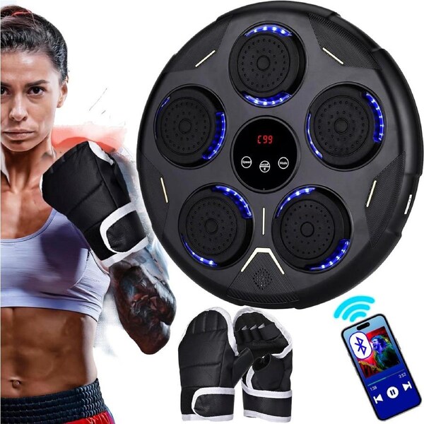 JOYBUY Interactive LED Boxing Machine - 9 Modes, Bluetooth Speaker, LCD Display for Home Training