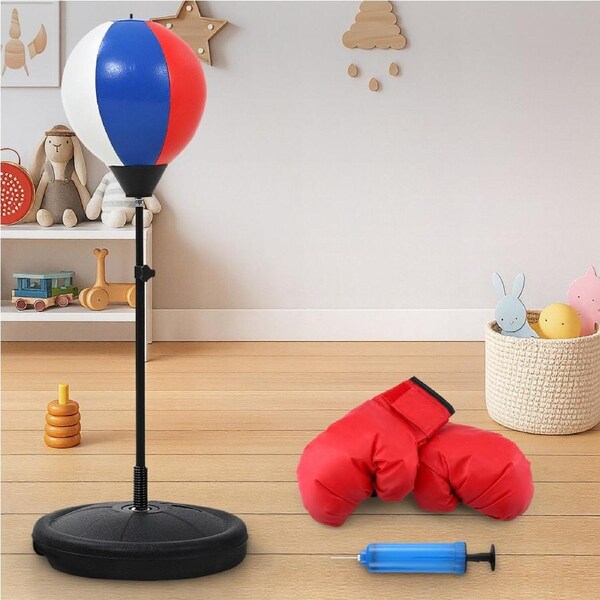Everfit Kids Punching Bag Stand Set Adjustable 76-112cm with Gloves & Pump