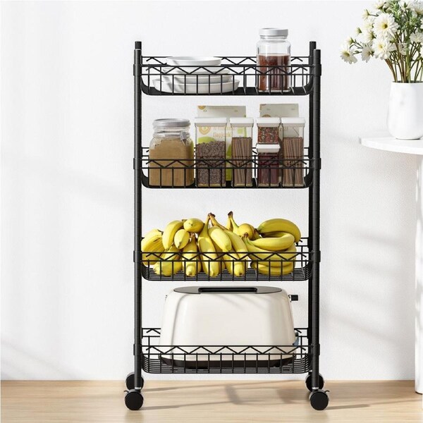 Artiss 4-Tier Shelving Unit Adjustable Garage Storage Kitchen Rack With Wheels