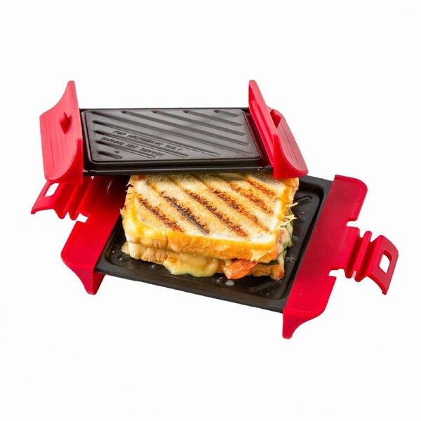 Healthy Choice Compact Microwave Sandwich Maker Non-Stick Grill Plates for Quick Meals at Home, Work, or Travel