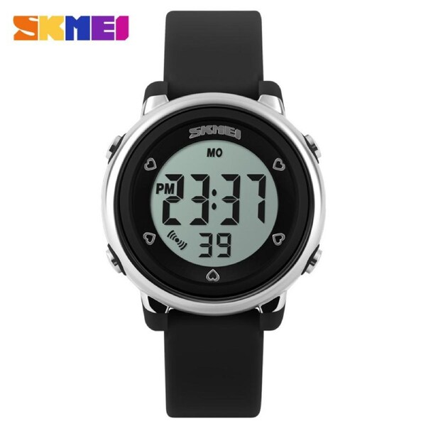 Children's waterproof silicone tape electronic watch, student jelly color, fashionable trend, personalized LED color light watch 1100-black