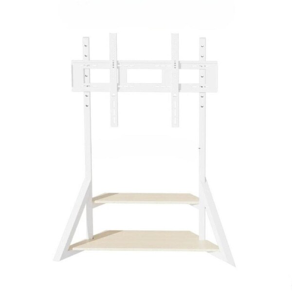 P&P White Heavy Duty TV Floor Stand with 2-Tier Shelves for 65-100 Inch Large Screens
