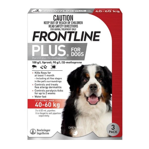 Frontline Plus Dog 40-60kg Red X/Large 3pk