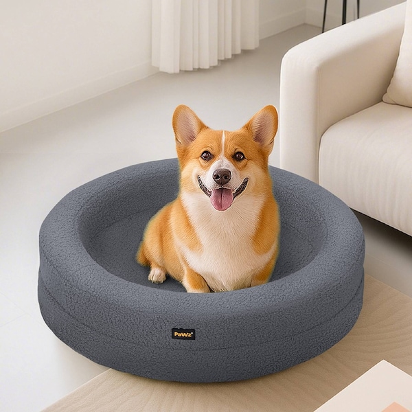Pawz Pet Orthopedic Calming Bed Memory Foam Dog Sofa Donut Washable L Dark Grey